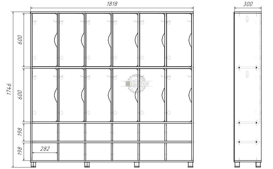 Шафа для одягу з полицями та відділенням для взуття МТК38 фото